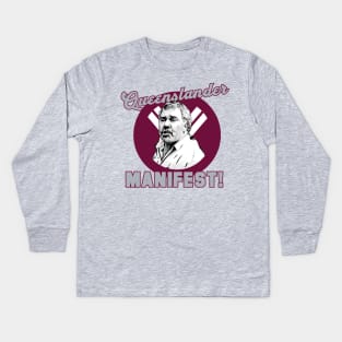 Queenslander Manifest - Rugby League State of Origin Democracy Manifest Kids Long Sleeve T-Shirt